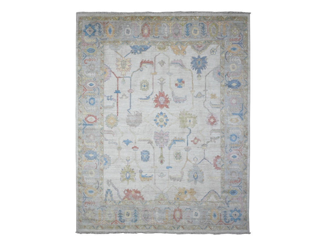 7'10" x 9'9" New Hand Knotted Grey Wool Rectangle Oriental Rug - MOA10289455