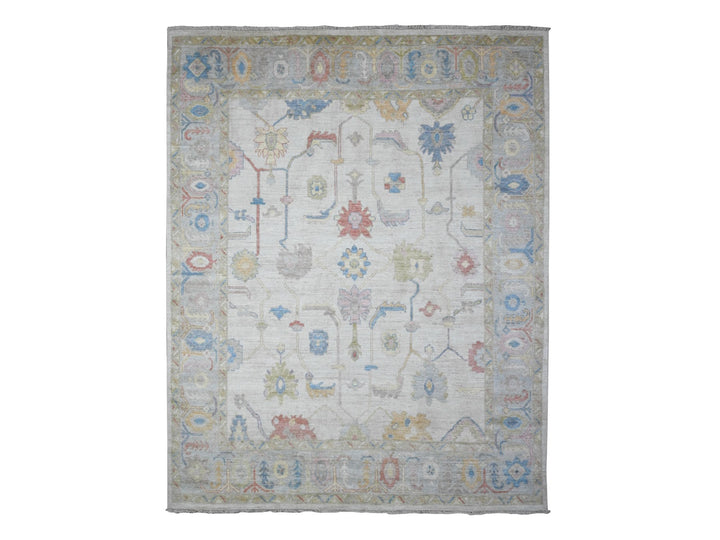 7'10" x 9'9" New Hand Knotted Grey Wool Rectangle Oriental Rug - MOA10289455