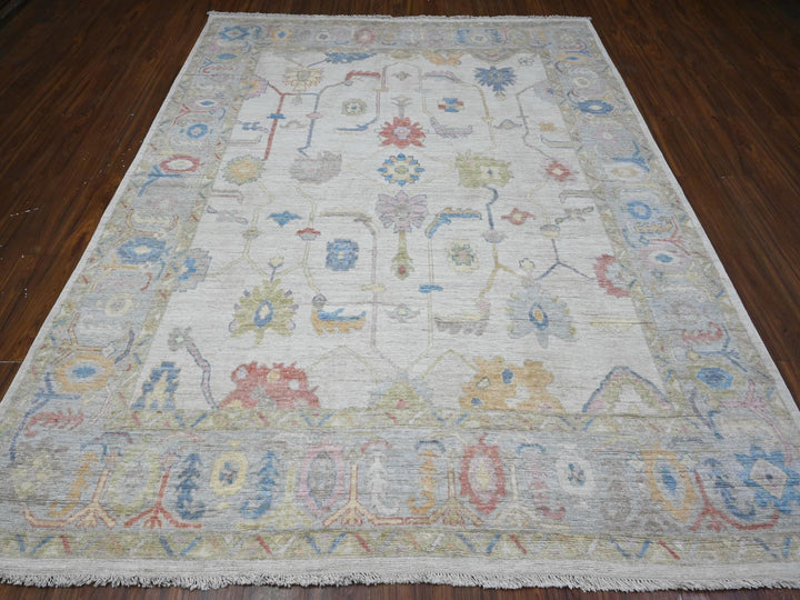 7'10" x 9'9" New Hand Knotted Grey Wool Rectangle Oriental Rug - MOA10289455