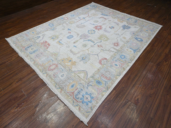7'10" x 9'9" New Hand Knotted Grey Wool Rectangle Oriental Rug - MOA10289455