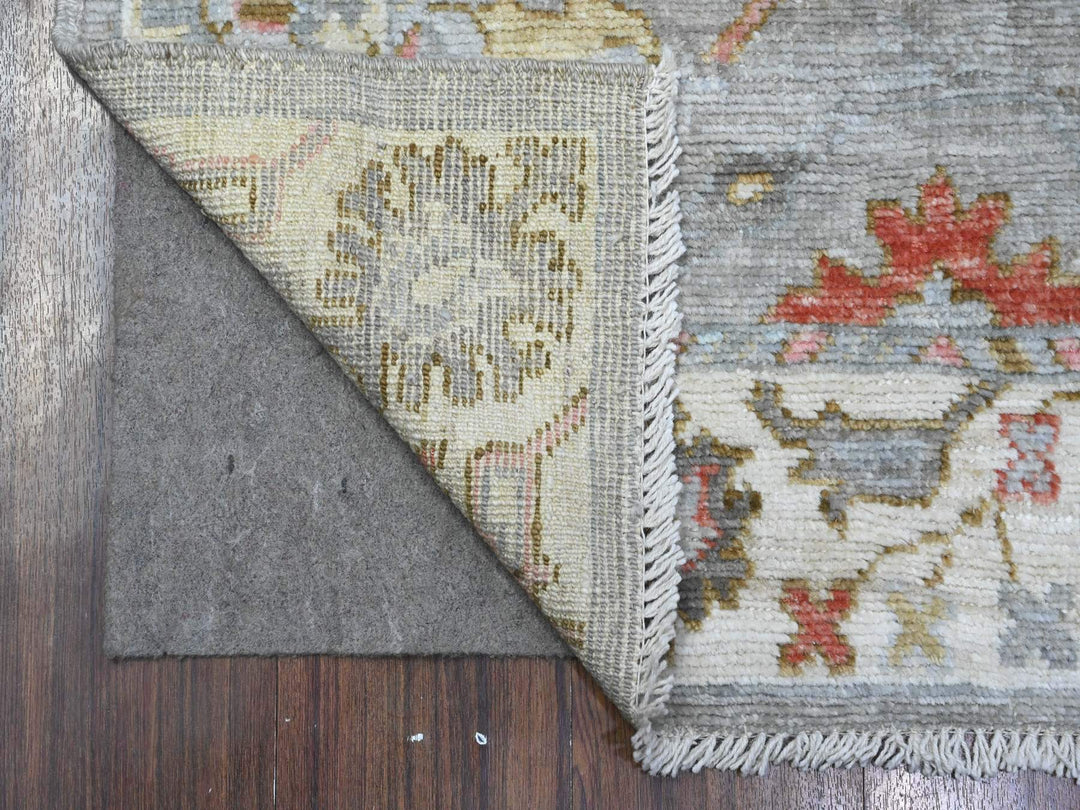 2'11" x 8'0" New Hand Knotted Grey Wool Runner Oriental Rug - MOA10289460