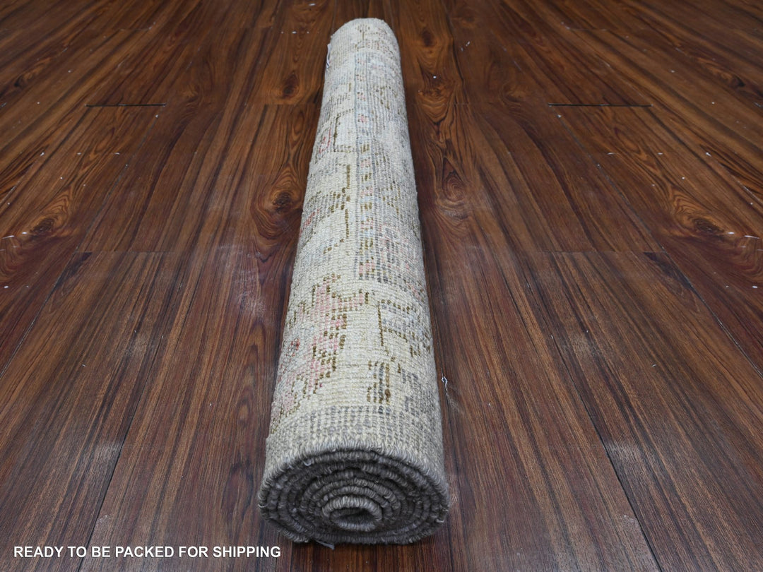 2'11" x 8'0" New Hand Knotted Grey Wool Runner Oriental Rug - MOA10289460