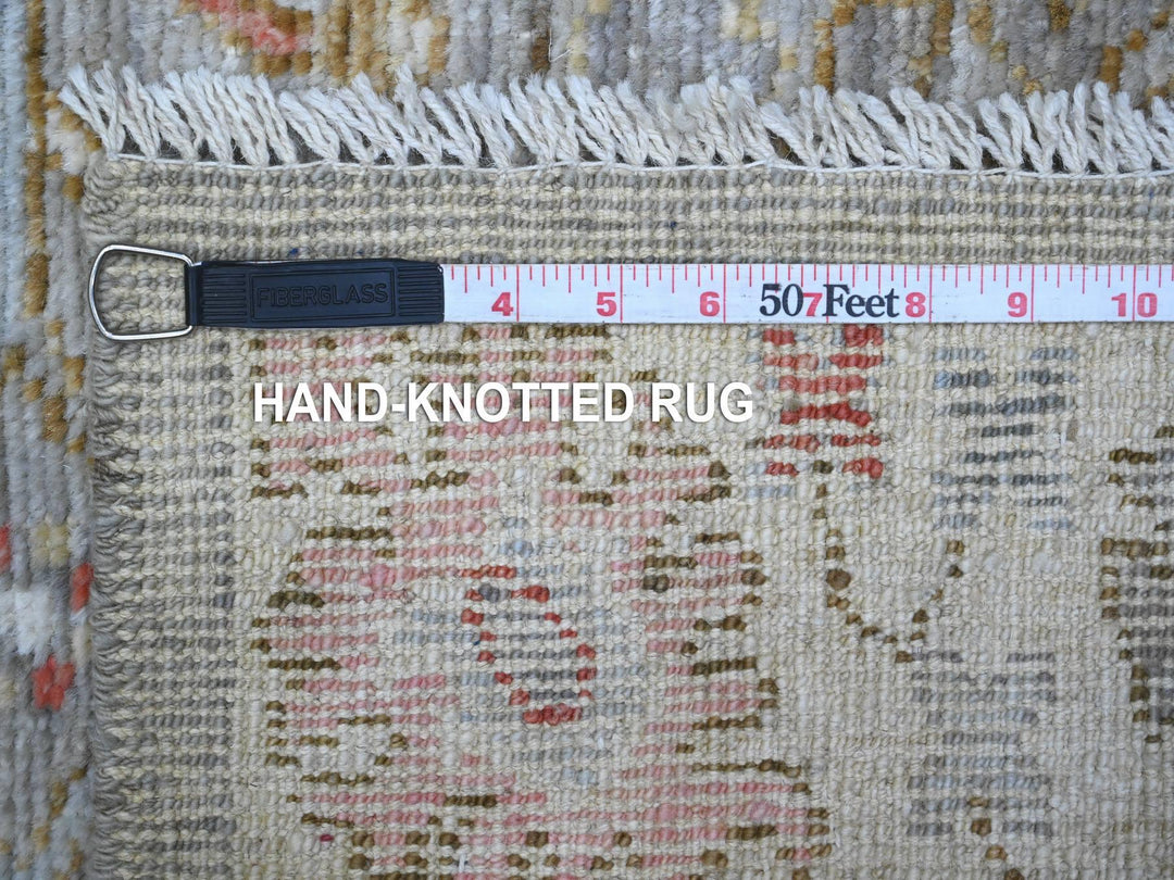 2'11" x 8'0" New Hand Knotted Grey Wool Runner Oriental Rug - MOA10289460