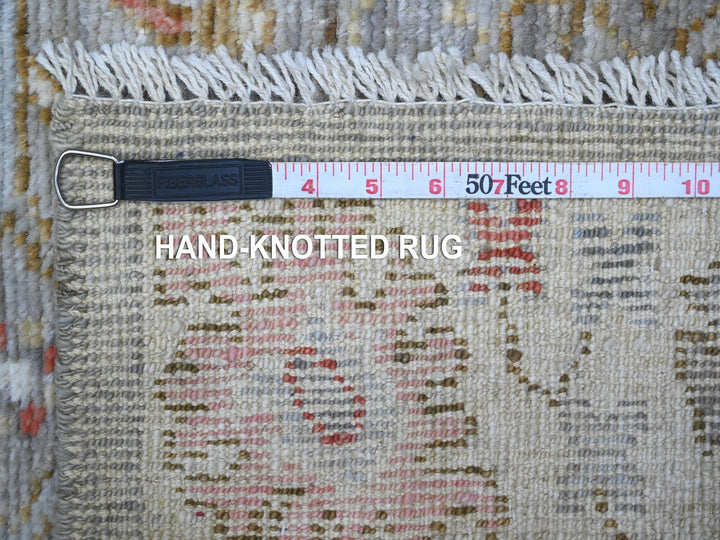2'11" x 8'0" New Hand Knotted Grey Wool Runner Oriental Rug - MOA10289460