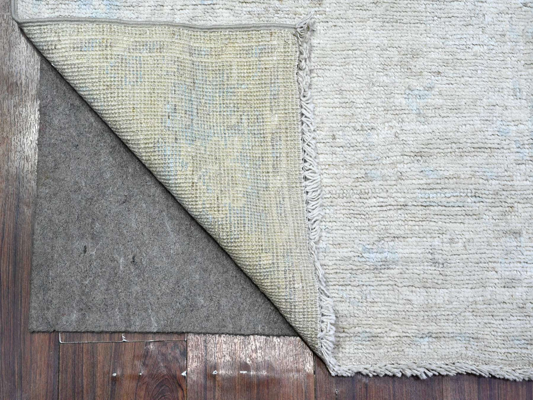 2'8" x 12'2" New Hand Knotted Grey Wool Runner Oriental Rug - MOA10289463