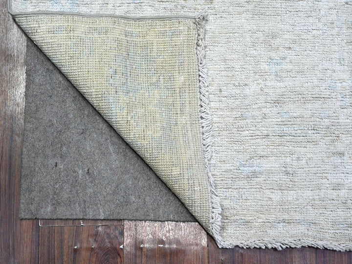 2'8" x 12'2" New Hand Knotted Grey Wool Runner Oriental Rug - MOA10289463