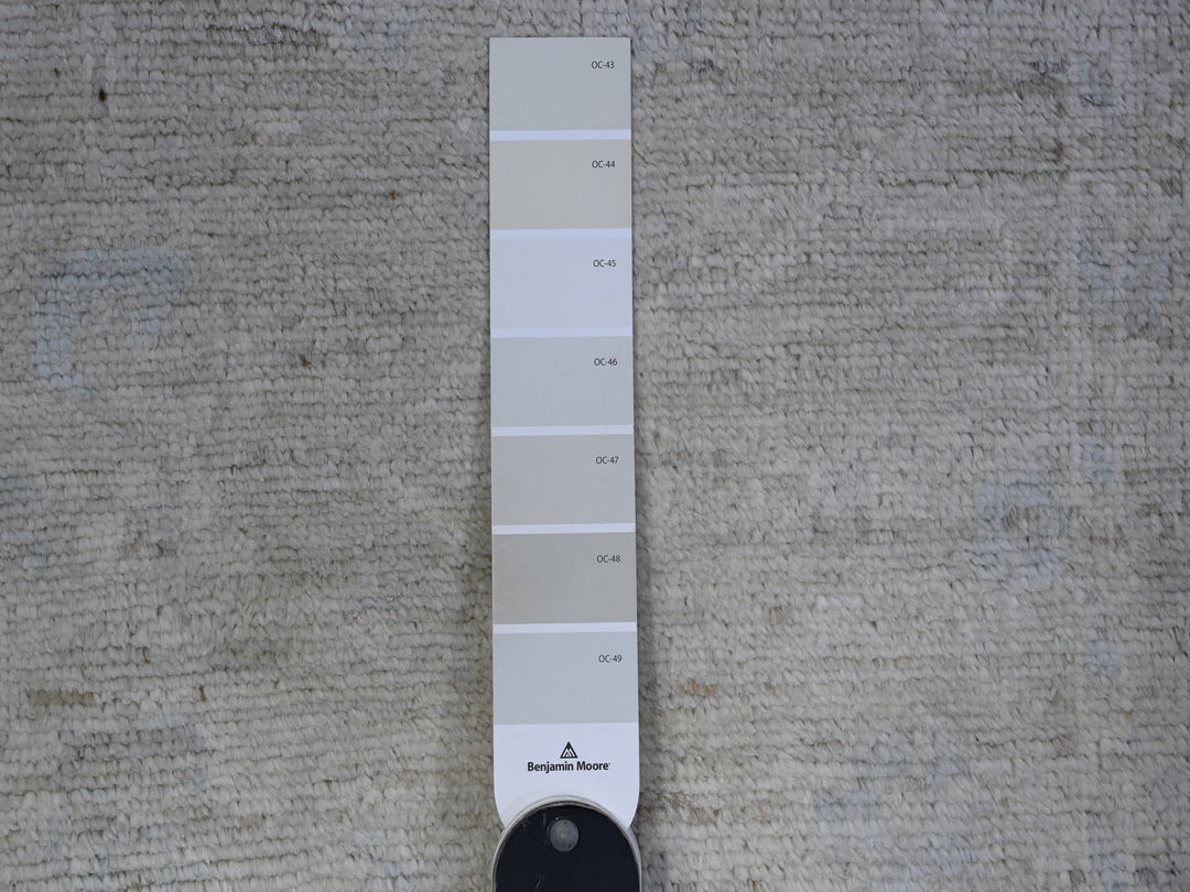 2'8" x 12'2" New Hand Knotted Grey Wool Runner Oriental Rug - MOA10289463