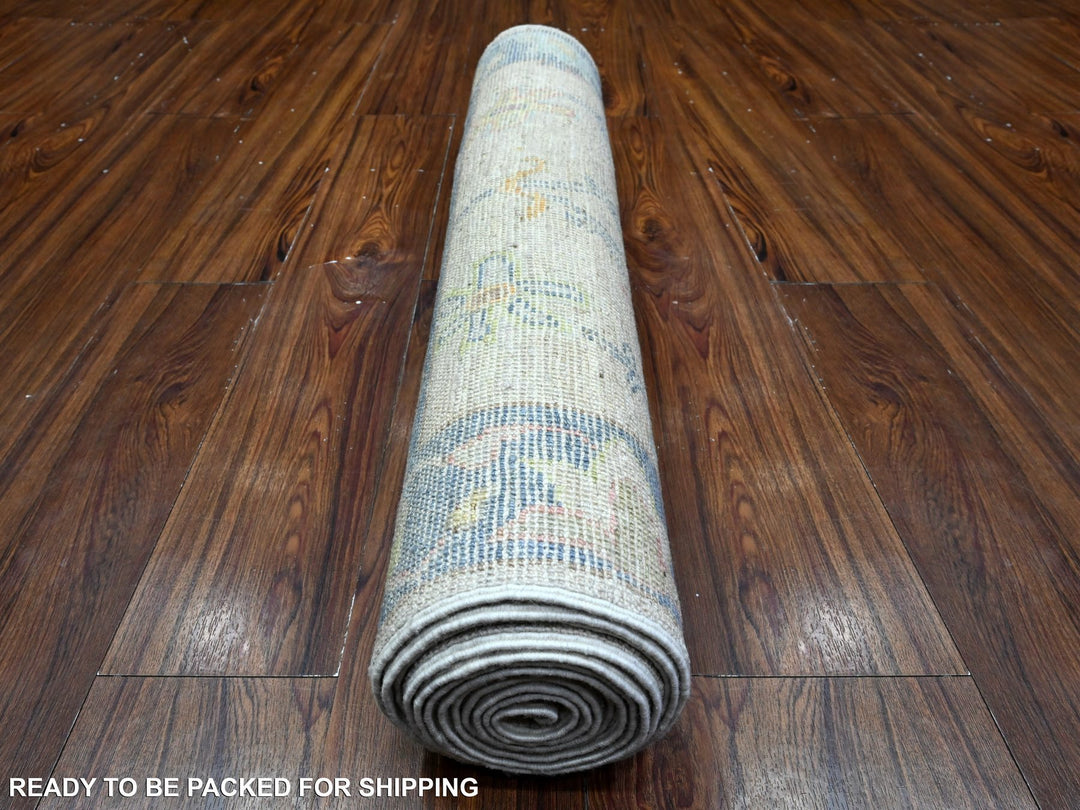 2'10" x 12'0" New Hand Knotted Grey Wool Runner Oriental Rug - MOA10289466