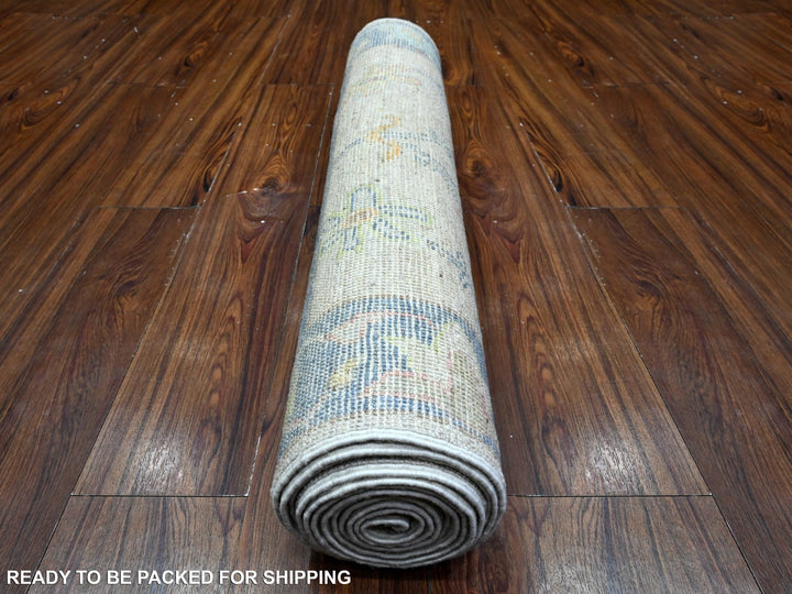 2'10" x 12'0" New Hand Knotted Grey Wool Runner Oriental Rug - MOA10289466