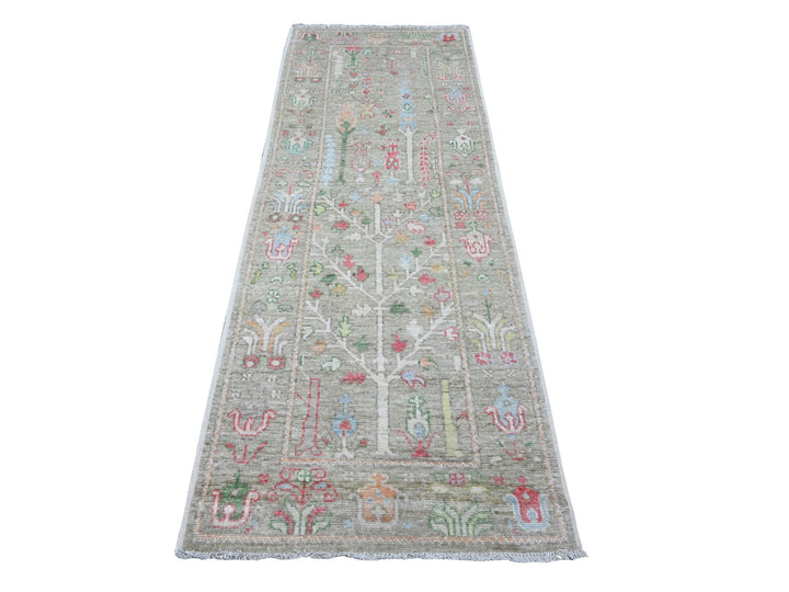 2'11" x 8'1" New Hand Knotted Green Wool Runner Oriental Rug - MOA10289470