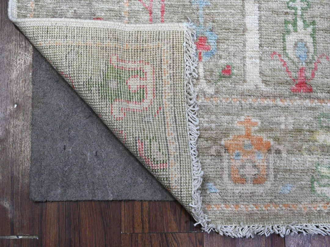 2'11" x 8'1" New Hand Knotted Green Wool Runner Oriental Rug - MOA10289470
