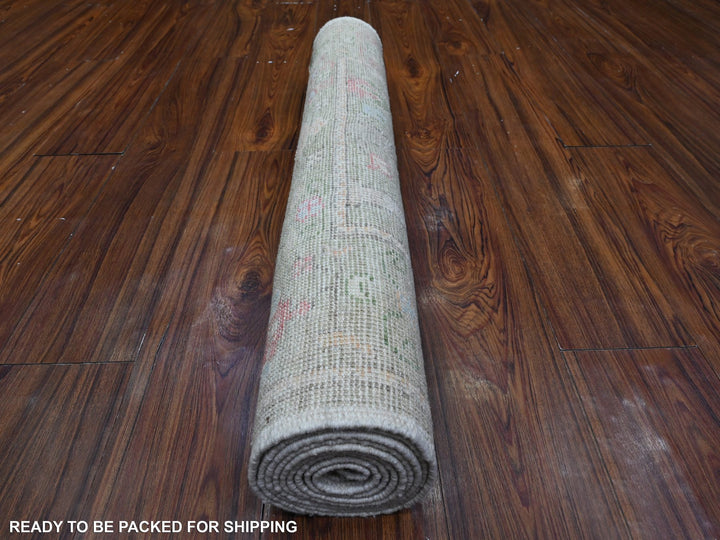 2'11" x 8'1" New Hand Knotted Green Wool Runner Oriental Rug - MOA10289470