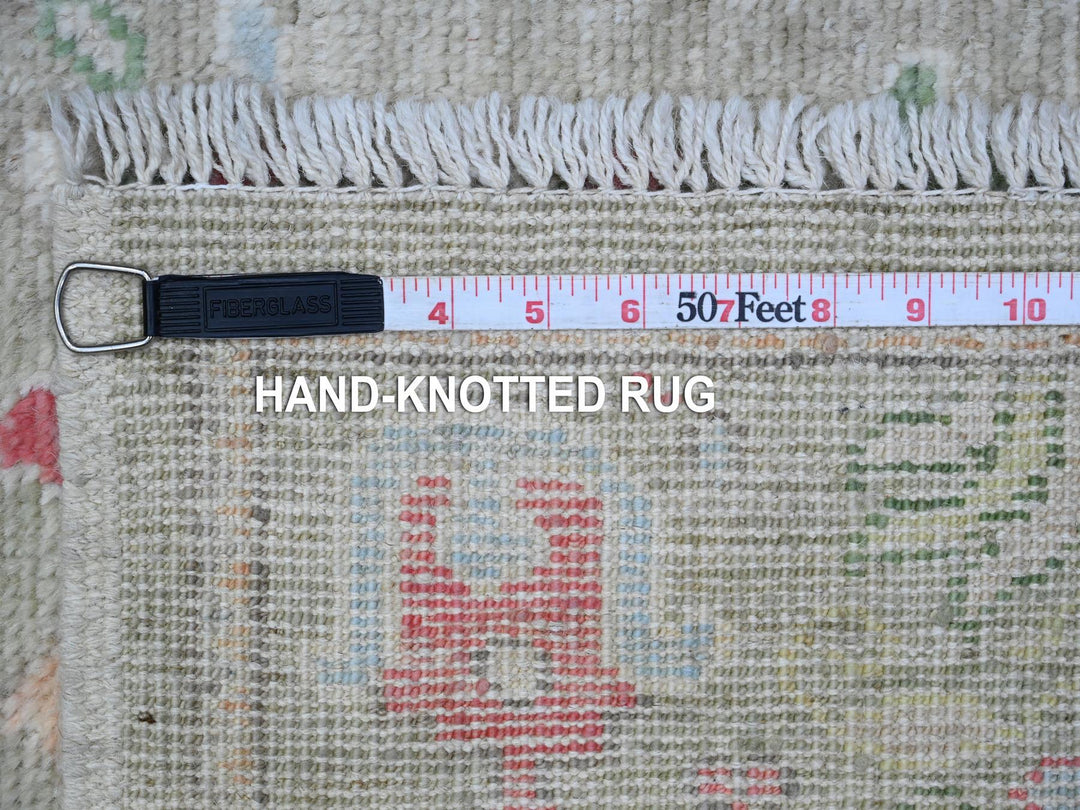 2'11" x 8'1" New Hand Knotted Green Wool Runner Oriental Rug - MOA10289470