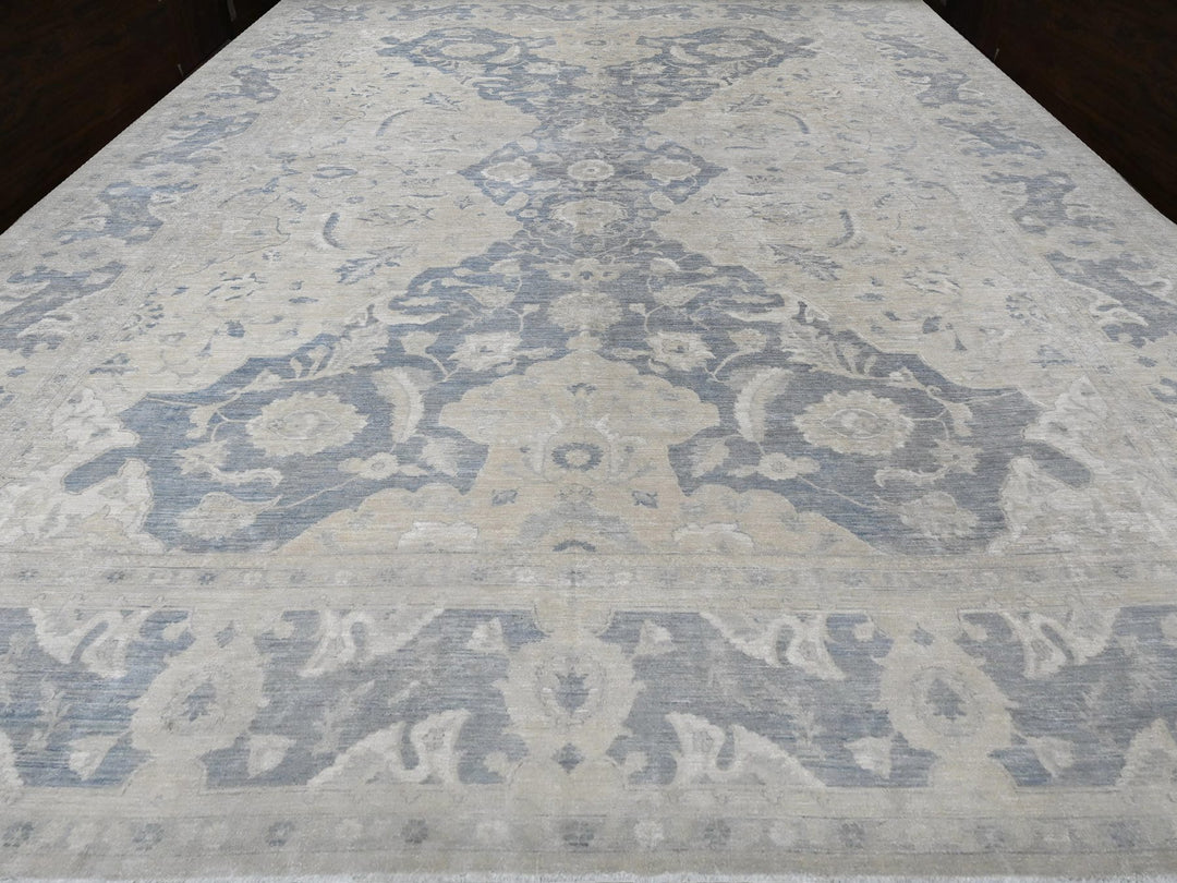 18'6" x 24'2" New Hand Knotted Ivory Wool Rectangle Oriental Rug - MOA10289478