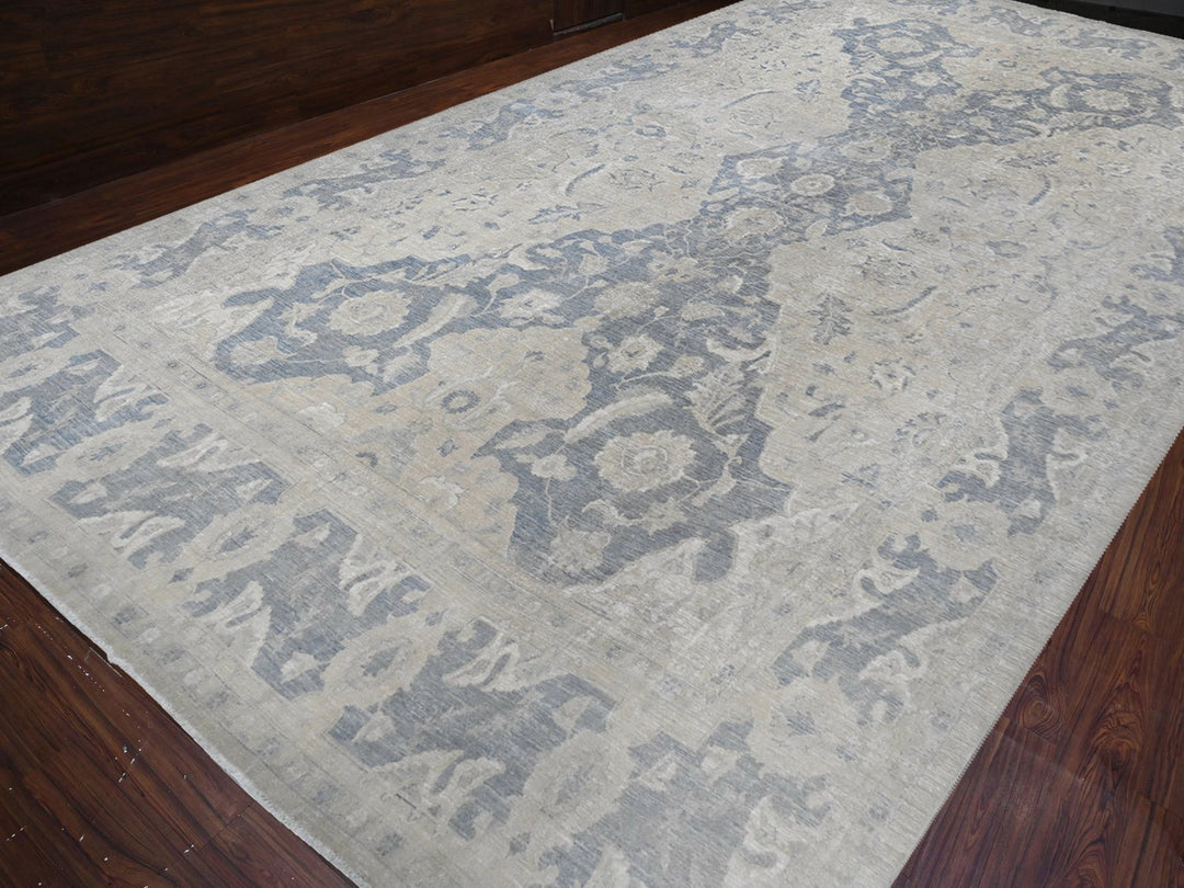 18'6" x 24'2" New Hand Knotted Ivory Wool Rectangle Oriental Rug - MOA10289478