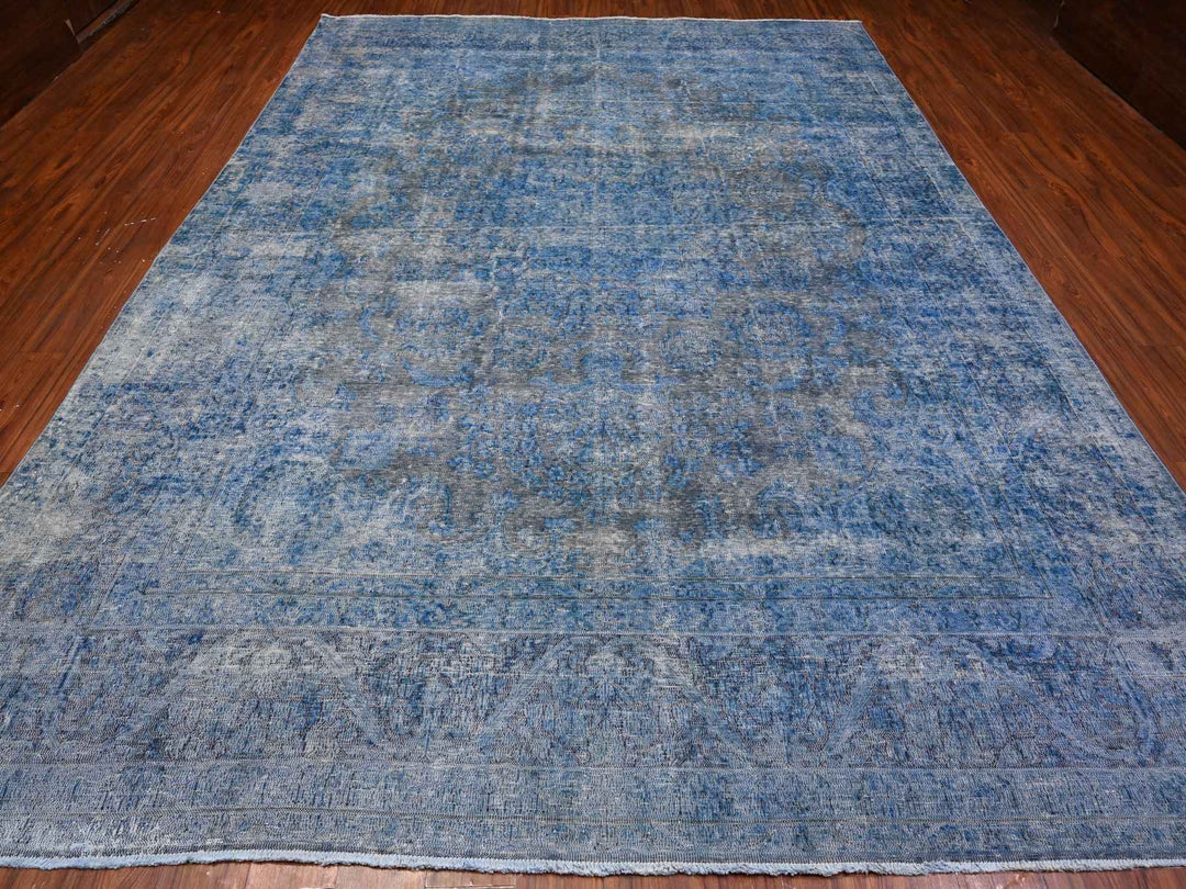 9'7" x 13'1" Vintage Hand Knotted Overdyed Wool Rectangle Oriental Rug - MOA10289479