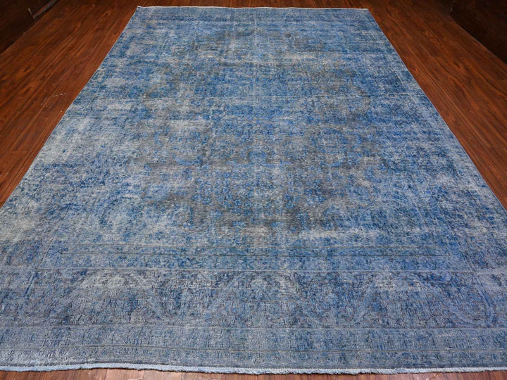 9'7" x 13'1" Vintage Hand Knotted Overdyed Wool Rectangle Oriental Rug - MOA10289479