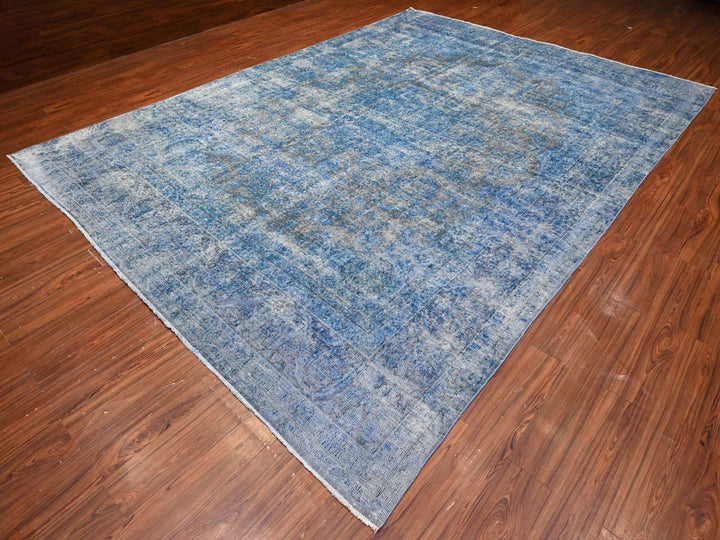 9'7" x 13'1" Vintage Hand Knotted Overdyed Wool Rectangle Oriental Rug - MOA10289479