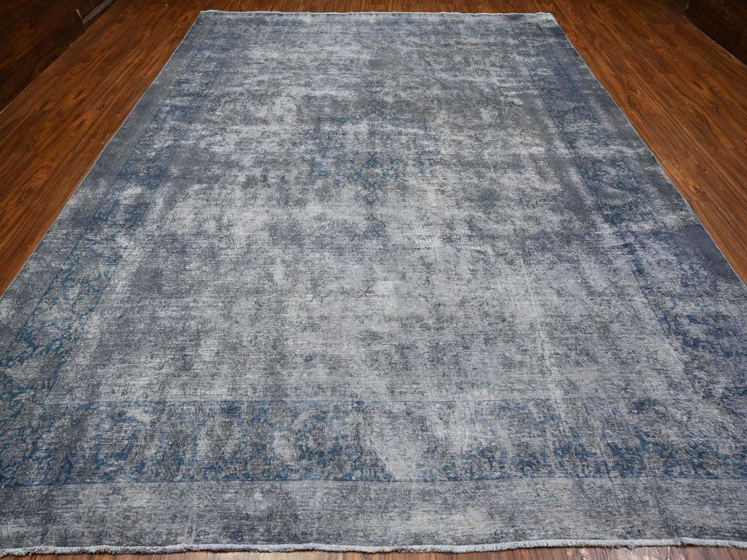 9'11" x 13'0" Vintage Hand Knotted Overdyed Wool Rectangle Oriental Rug - MOA10289480