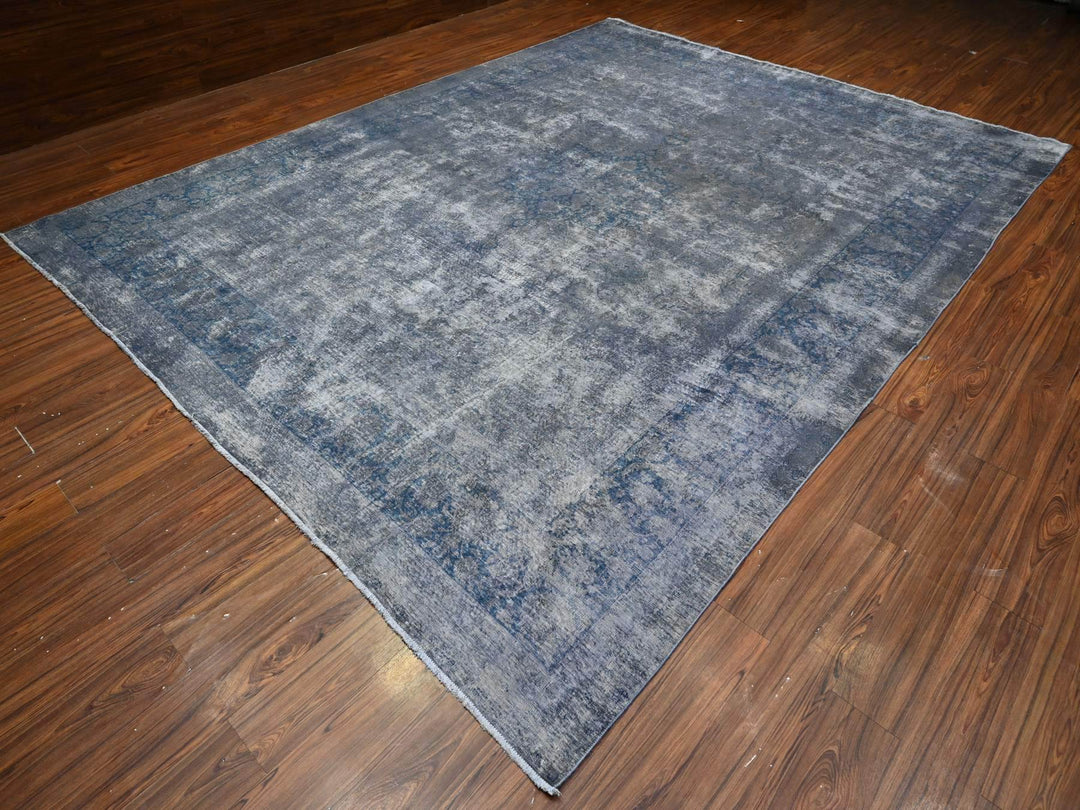 9'11" x 13'0" Vintage Hand Knotted Overdyed Wool Rectangle Oriental Rug - MOA10289480