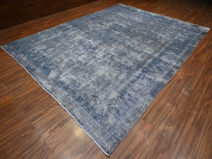 9'11" x 13'0" Vintage Hand Knotted Overdyed Wool Rectangle Oriental Rug - MOA10289480
