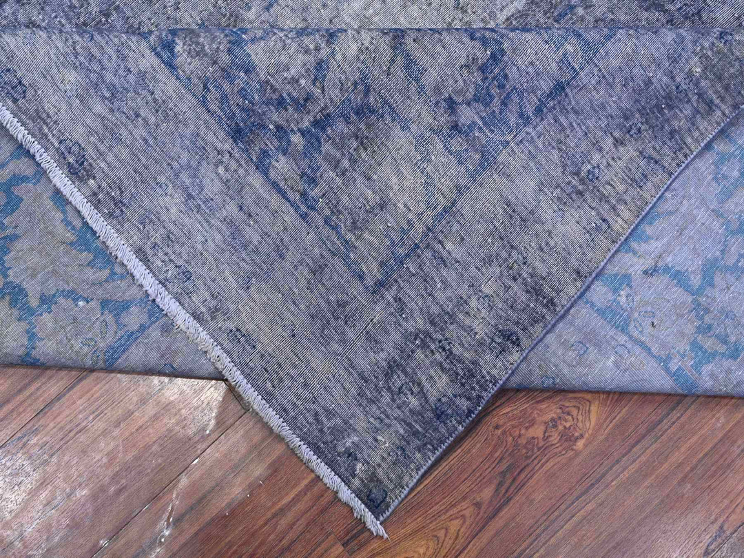 9'11" x 13'0" Vintage Hand Knotted Overdyed Wool Rectangle Oriental Rug - MOA10289480