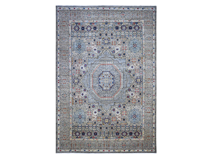 9'11" x 14'3" New Hand Knotted Grey Wool Rectangle Oriental Rug - MOA10289483
