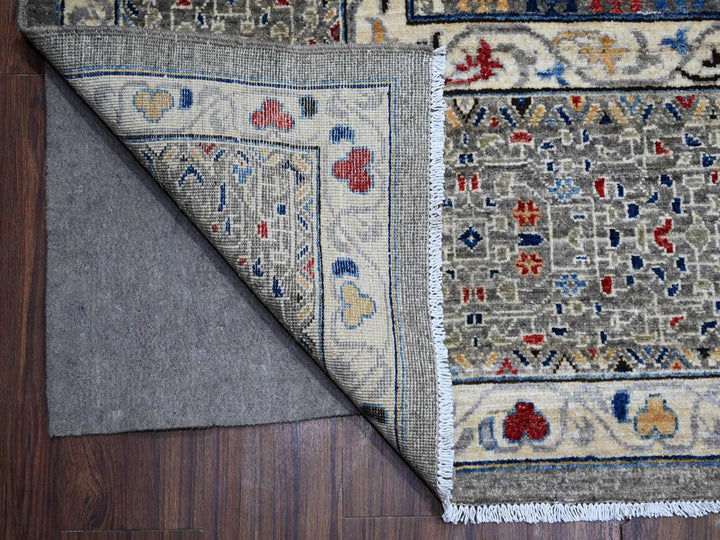 9'11" x 14'3" New Hand Knotted Grey Wool Rectangle Oriental Rug - MOA10289483