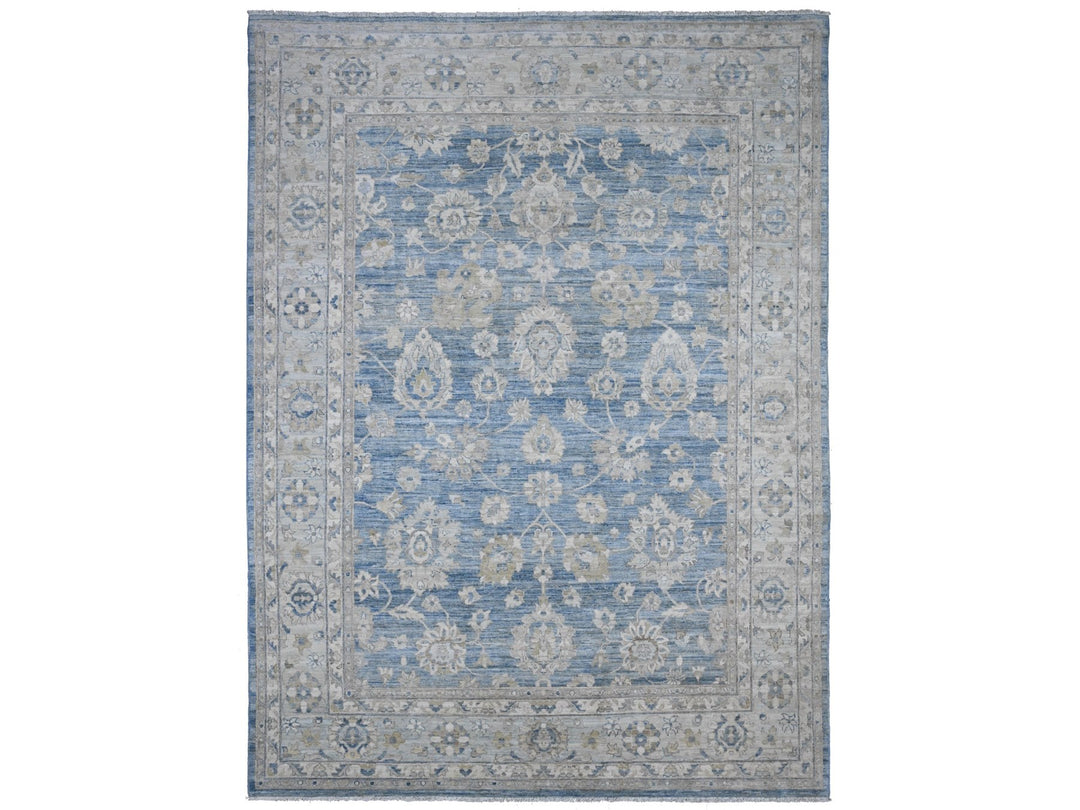 8'9" x 11'11" New Hand Knotted Blue Wool Rectangle Oriental Rug - MOA10289486