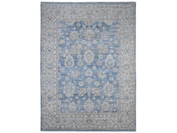 8'9" x 11'11" New Hand Knotted Blue Wool Rectangle Oriental Rug - MOA10289486