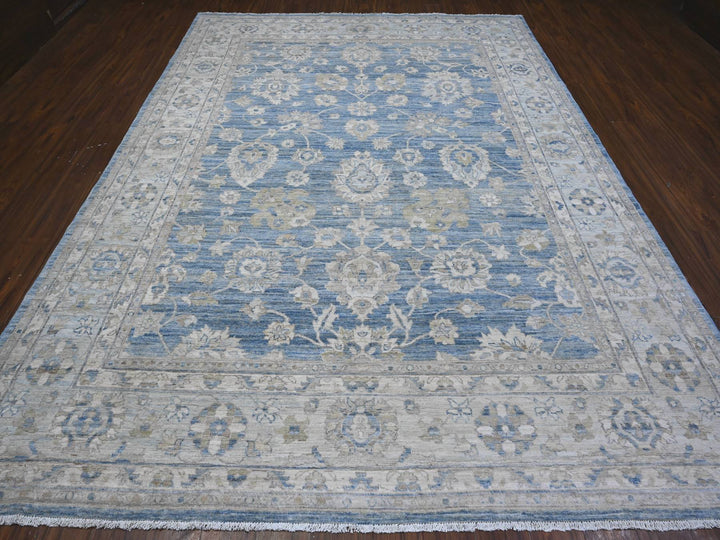 8'9" x 11'11" New Hand Knotted Blue Wool Rectangle Oriental Rug - MOA10289486