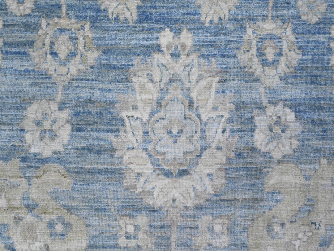 8'9" x 11'11" New Hand Knotted Blue Wool Rectangle Oriental Rug - MOA10289486