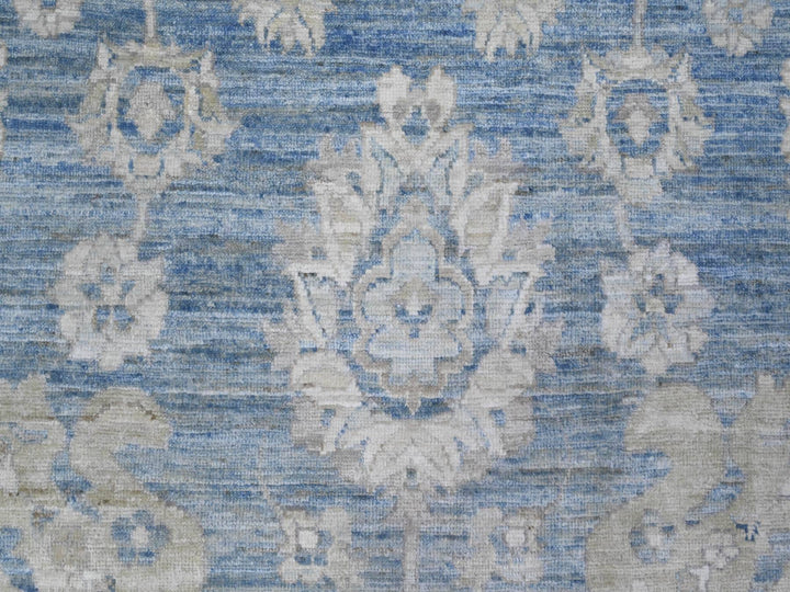 8'9" x 11'11" New Hand Knotted Blue Wool Rectangle Oriental Rug - MOA10289486