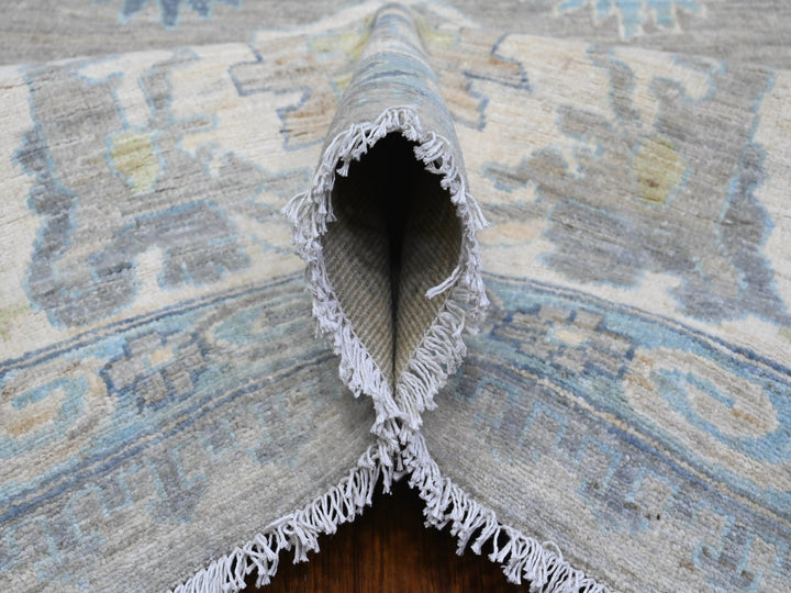 9'1" x 11'10" New Hand Knotted Grey Wool Rectangle Oriental Rug - MOA10289487