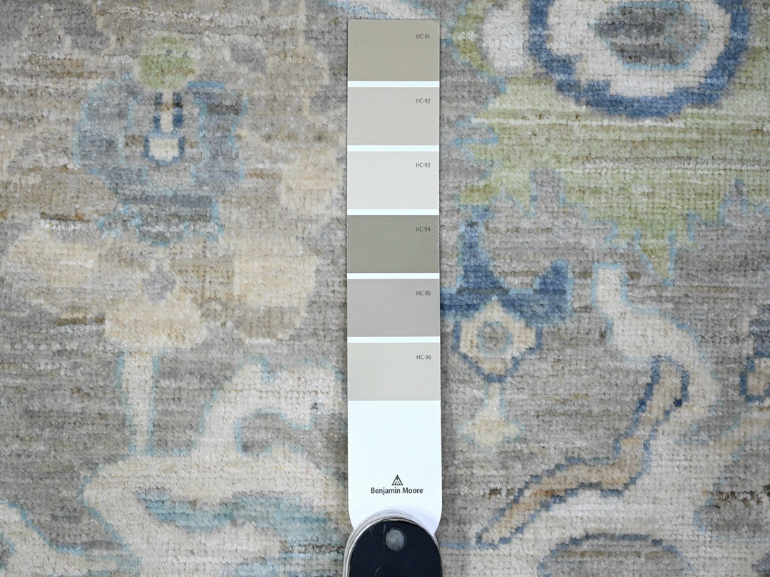 9'1" x 11'10" New Hand Knotted Grey Wool Rectangle Oriental Rug - MOA10289487