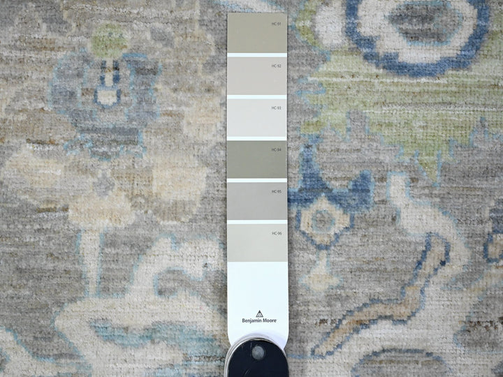 9'1" x 11'10" New Hand Knotted Grey Wool Rectangle Oriental Rug - MOA10289487