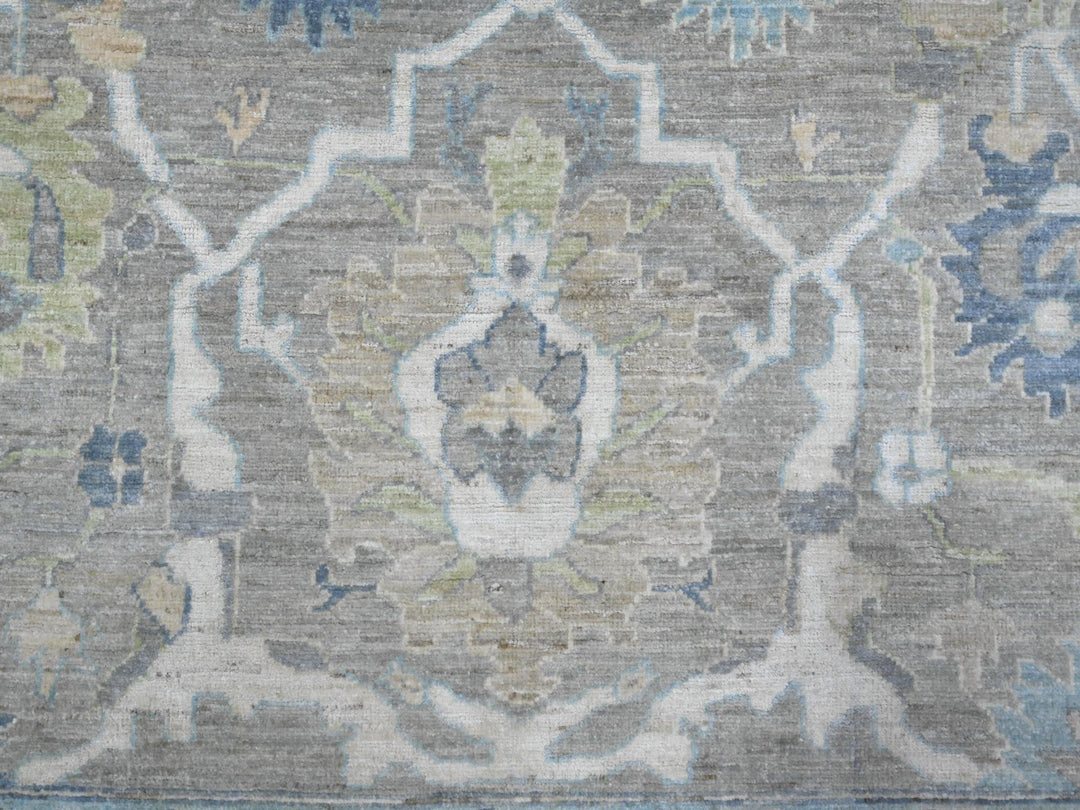 9'1" x 11'10" New Hand Knotted Grey Wool Rectangle Oriental Rug - MOA10289487