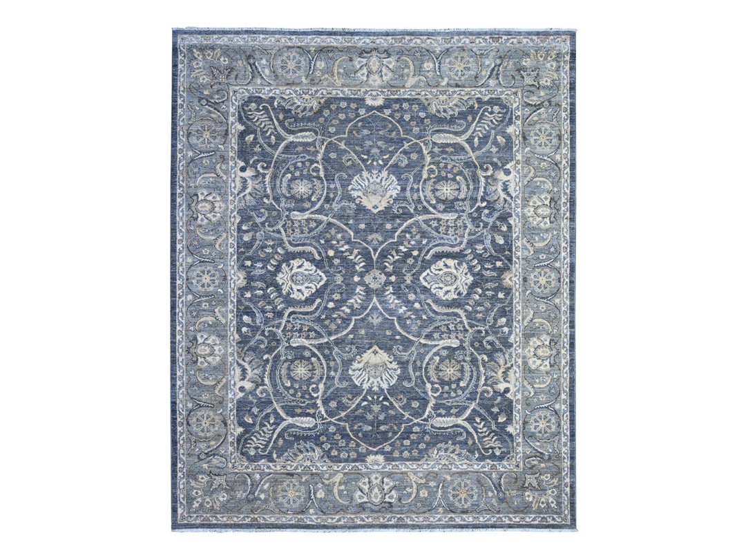 8'0" x 9'9" New Hand Knotted Grey Wool Rectangle Oriental Rug - MOA10289489