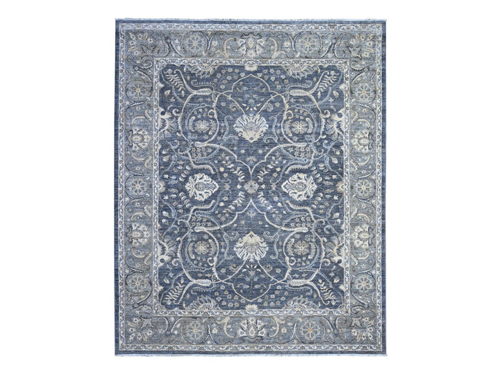 8'0" x 9'9" New Hand Knotted Grey Wool Rectangle Oriental Rug - MOA10289489