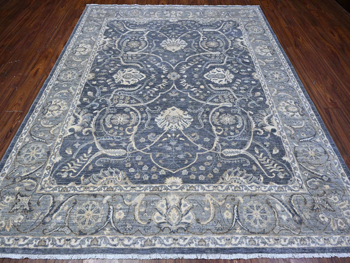 8'0" x 9'9" New Hand Knotted Grey Wool Rectangle Oriental Rug - MOA10289489