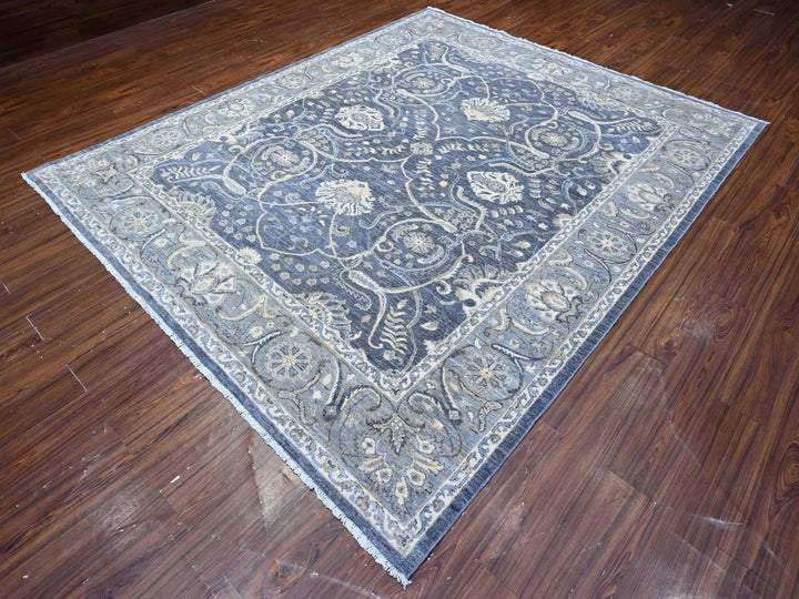 8'0" x 9'9" New Hand Knotted Grey Wool Rectangle Oriental Rug - MOA10289489