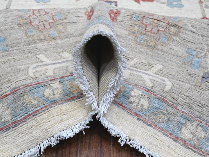 9'10" x 13'10" New Hand Knotted Ivory Wool Rectangle Oriental Rug - MOA10289492