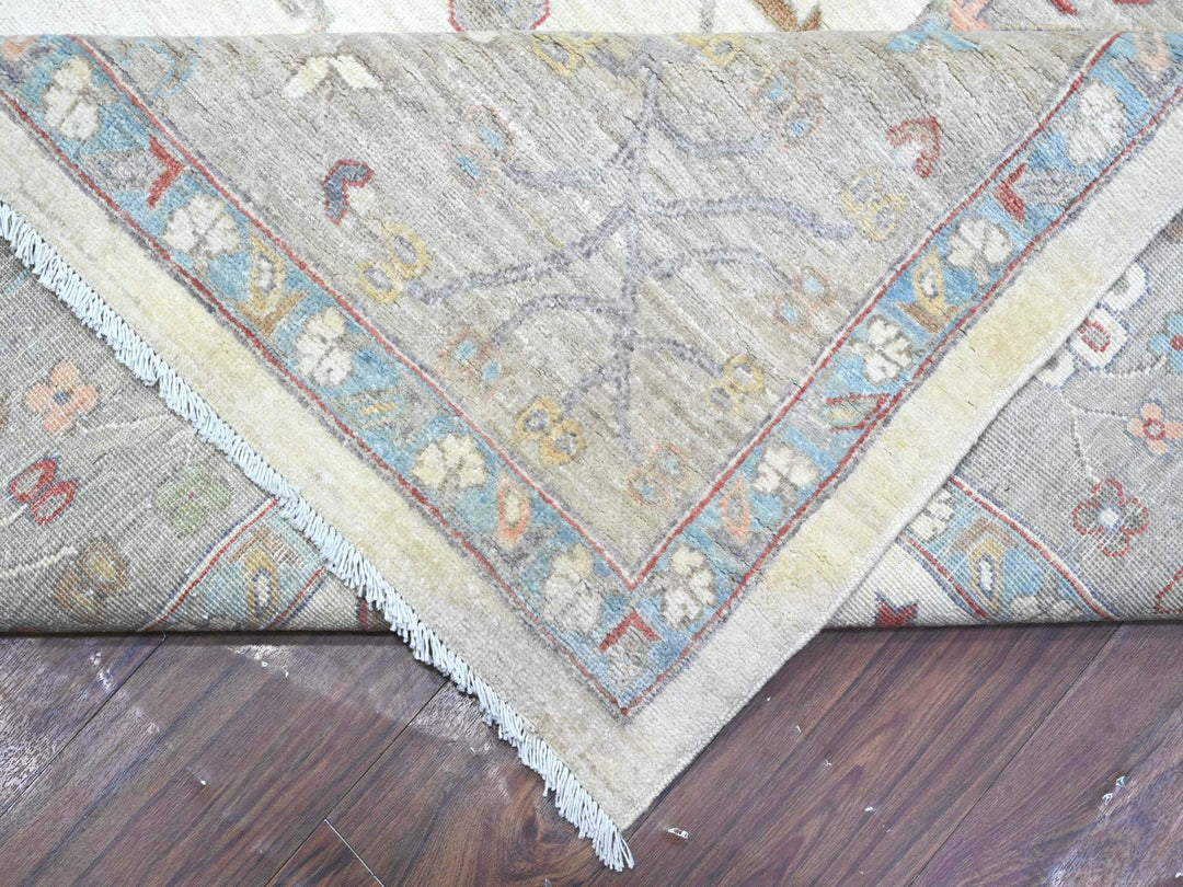 9'10" x 13'10" New Hand Knotted Ivory Wool Rectangle Oriental Rug - MOA10289492