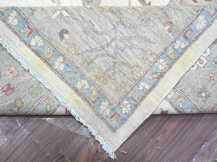 9'10" x 13'10" New Hand Knotted Ivory Wool Rectangle Oriental Rug - MOA10289492