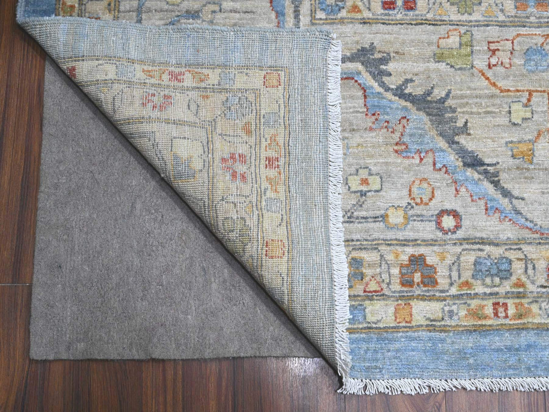 12'1" x 14'6" New Hand Knotted Blue Wool Rectangle Oriental Rug - MOA10289493