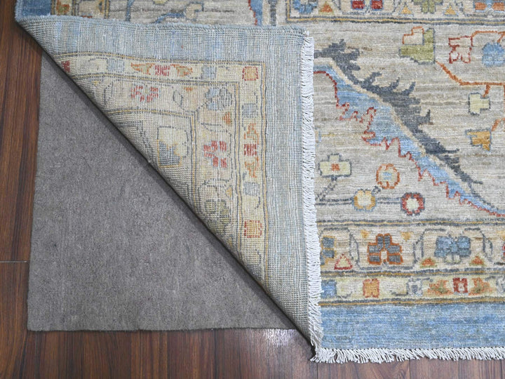 12'1" x 14'6" New Hand Knotted Blue Wool Rectangle Oriental Rug - MOA10289493