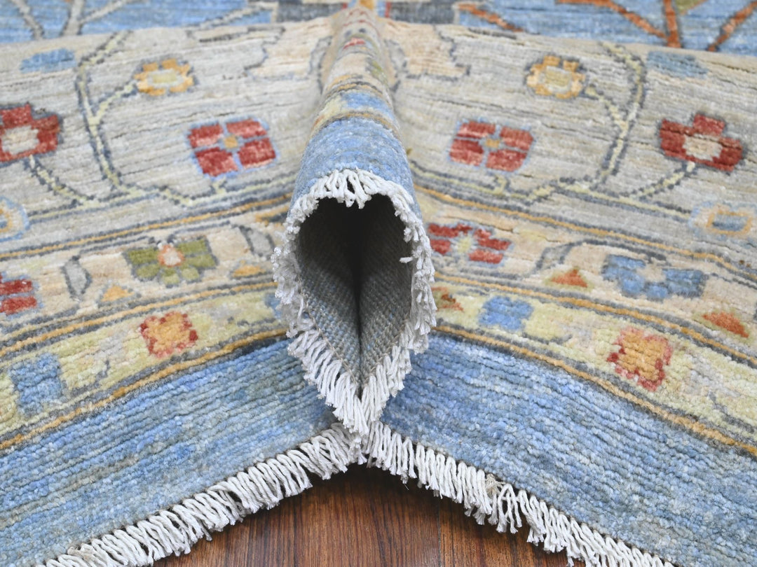 12'1" x 14'6" New Hand Knotted Blue Wool Rectangle Oriental Rug - MOA10289493