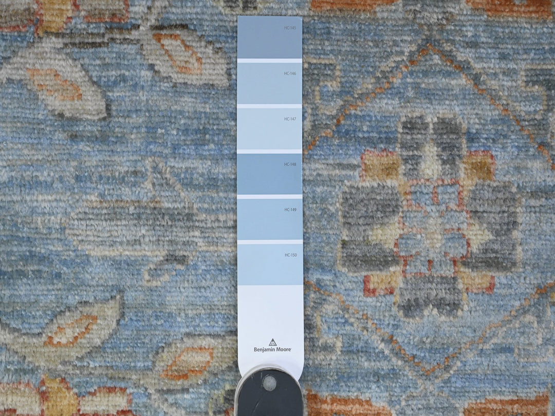 12'1" x 14'6" New Hand Knotted Blue Wool Rectangle Oriental Rug - MOA10289493