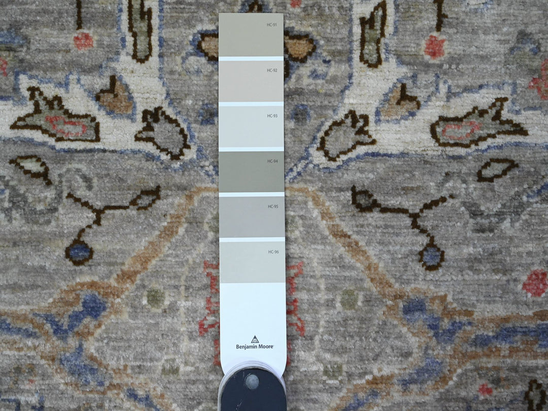 3'11" x 12'0" New Hand Knotted Grey Wool Runner Oriental Rug - MOA10289494