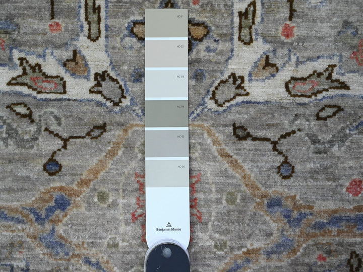 3'11" x 12'0" New Hand Knotted Grey Wool Runner Oriental Rug - MOA10289494